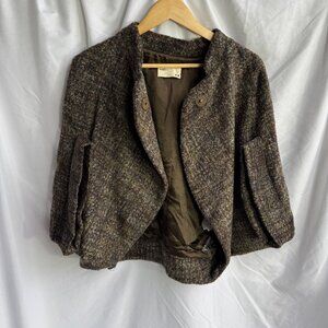 Rützou Wool Blend Textured Jacket | Cozy Minimalist Brown Coat